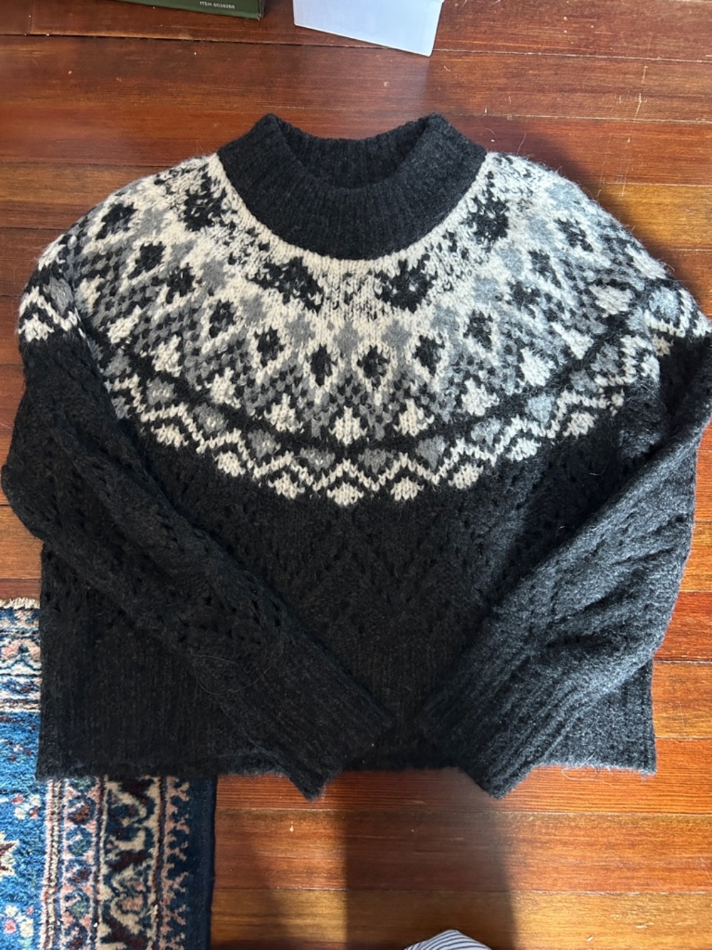 Veronica Beard Black & Cream Nordic-Style Knit Sweater